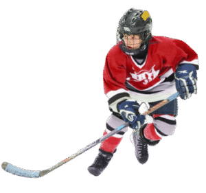 Young hockey player skating